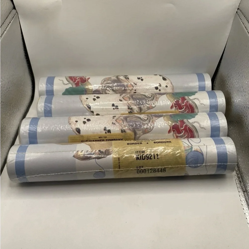 Lot 4 Warner Co. Vtg. Wallpaper Border Rolls Cats & Puppy Baby Nursery Kids Room